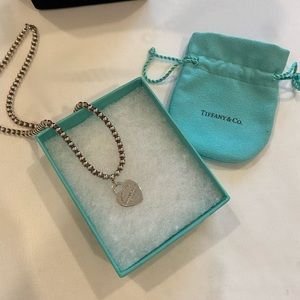 Original Tiffany ball with heart pendant necklace